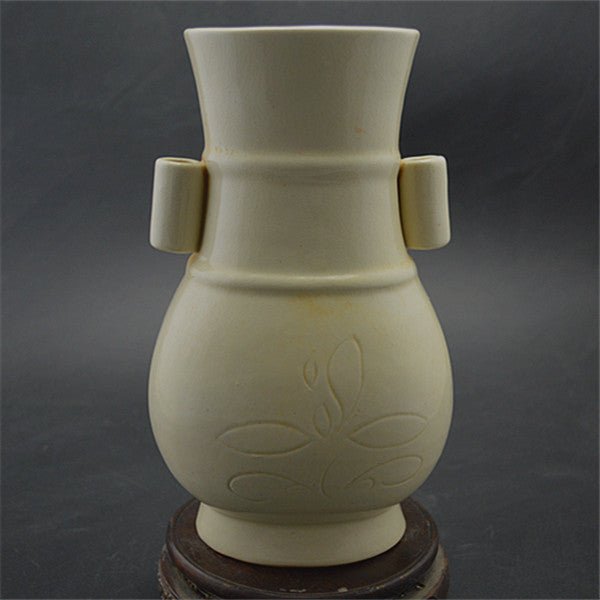 Chinese Antique Porcelain Vase,Chinese Song Dynasty Ding Ware White Glaze Porcelain Vase, Ding Kiln Hand Carving Ceramic Bottle