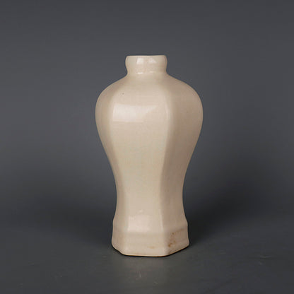 Chinese Antique Porcelain Vase,Chinese Song Dynasty Ding Ware White Glaze Porcelain Plum Vase, Ding Kiln Hand Carving Ceramic Mei Bottle