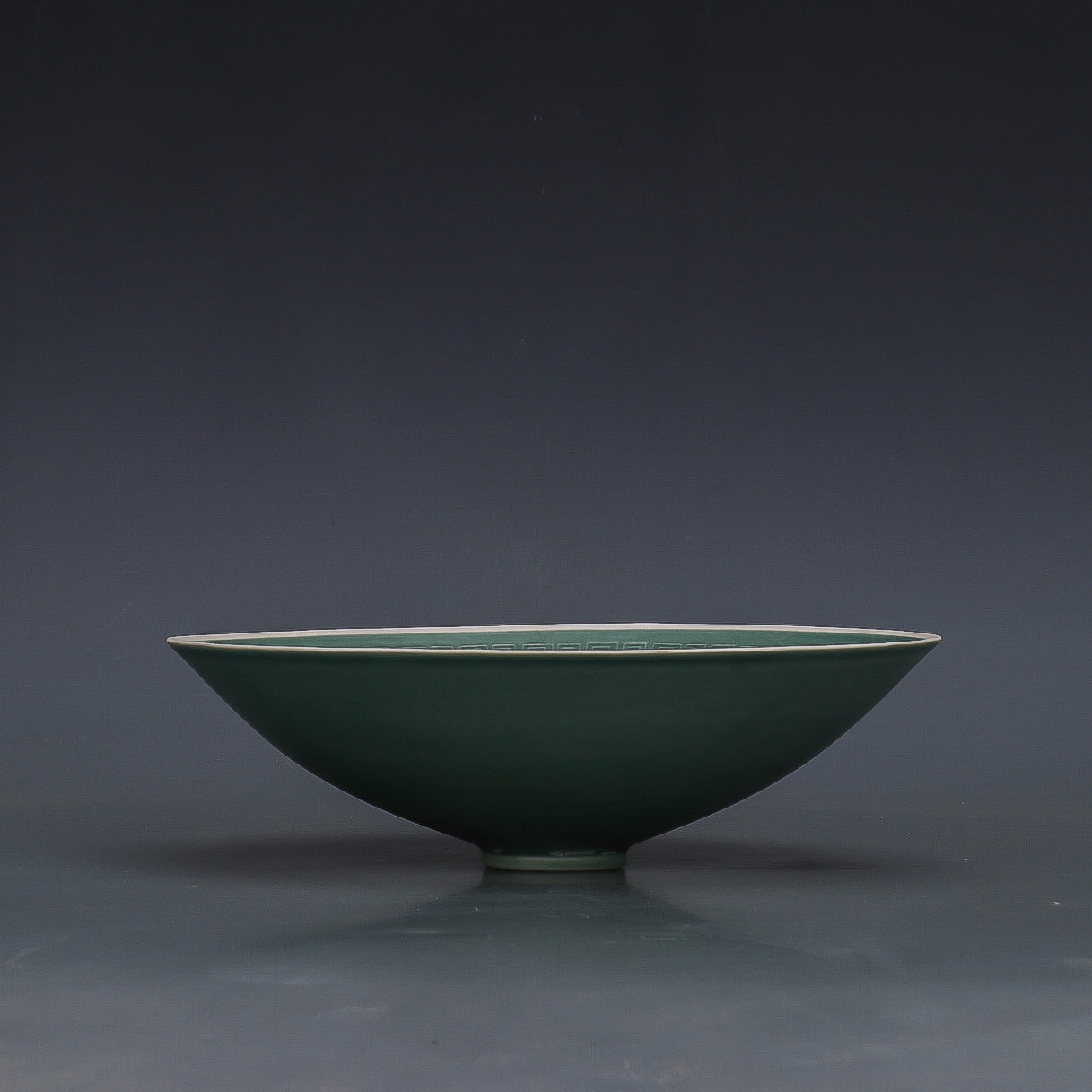 Chinese Antique Porcelain Bowl,Chinese Song Dynasty Ding Ware Emerald Green Glaze Porcelain Bowl, Ding Kiln Hand Carving Mandarin Duck Pattern Ceramic Bowl