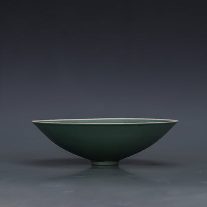 Chinese Antique Porcelain Bowl,Chinese Song Dynasty Ding Ware Emerald Green Glaze Porcelain Bowl, Ding Kiln Hand Carving Mandarin Duck Pattern Ceramic Bowl