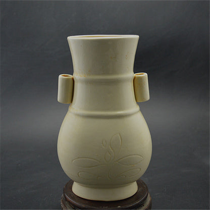 Chinese Antique Porcelain Vase,Chinese Song Dynasty Ding Ware White Glaze Porcelain Vase, Ding Kiln Hand Carving Ceramic Bottle