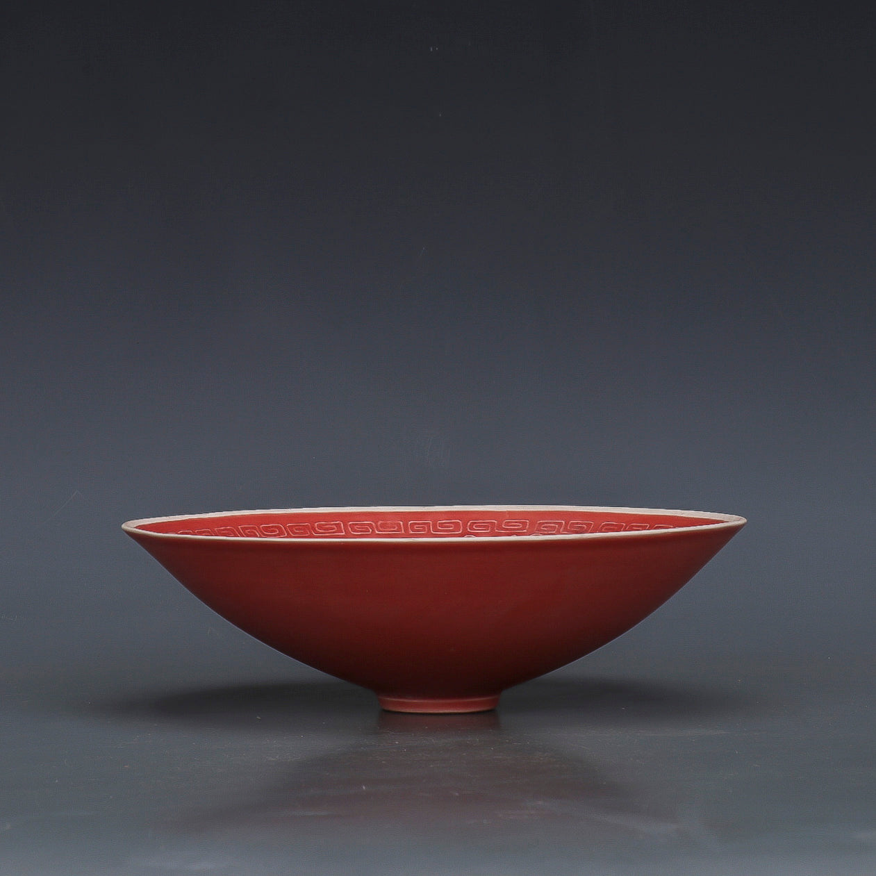 Chinese Antique Porcelain Bowl,Chinese Song Dynasty Ding Ware Emerald Red Glaze Porcelain Bowl, Ding Kiln Hand Carving Peony Flower Pattern Ceramic Bowl