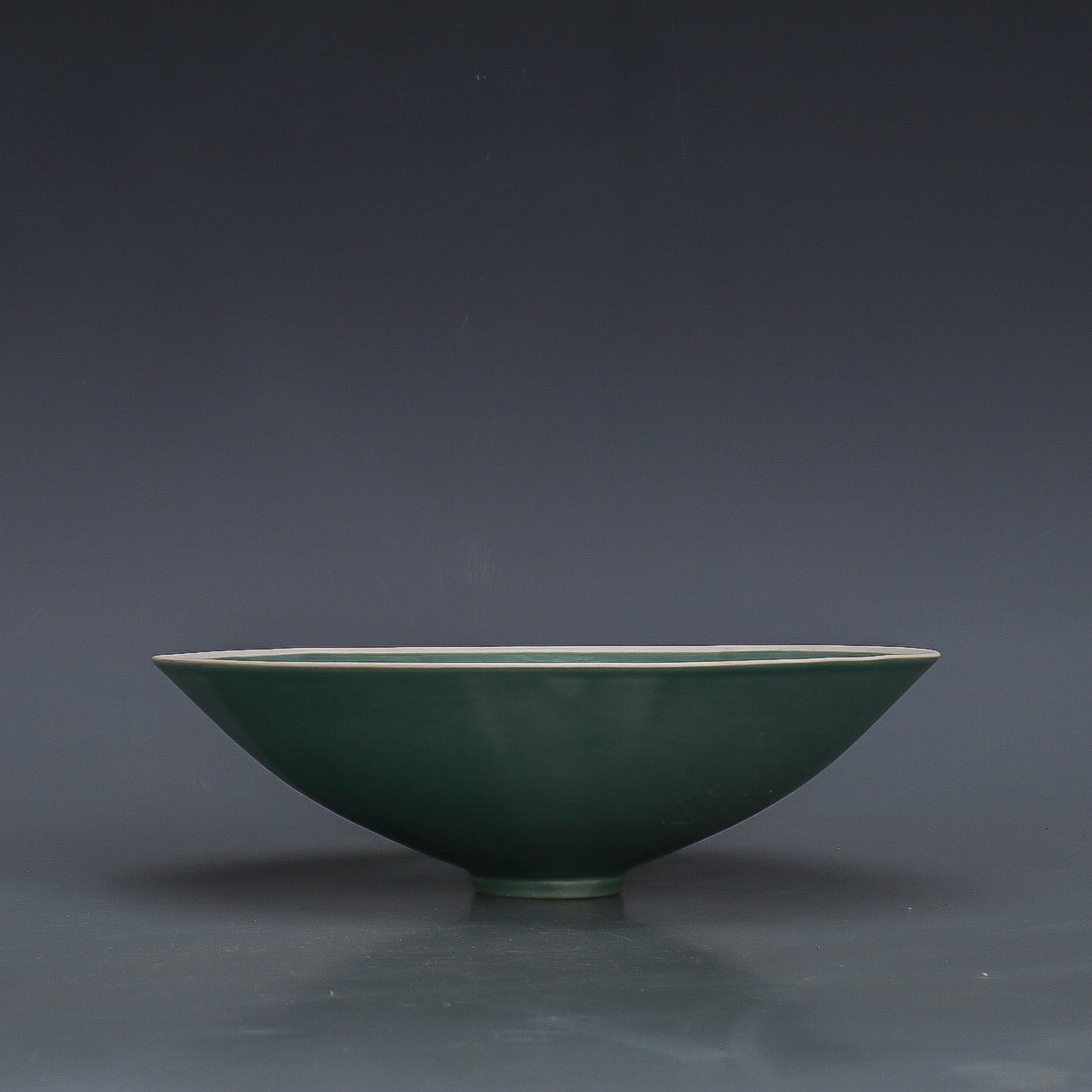 Chinese Antique Porcelain Bowl,Chinese Song Dynasty Ding Ware Emerald Green Glaze Porcelain Bowl, Ding Kiln Hand Carving Lotus Flower Pattern Ceramic Bowl