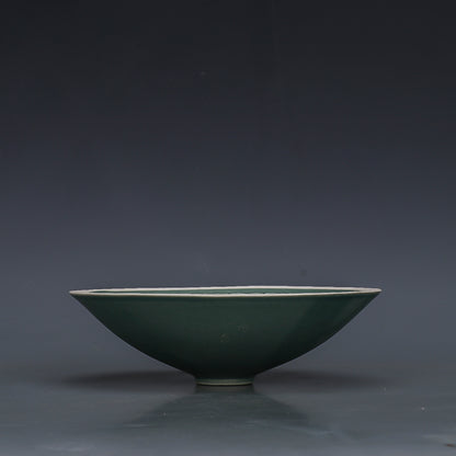 Chinese Antique Porcelain Bowl,Chinese Song Dynasty Ding Ware Emerald Green Glaze Porcelain Bowl, Ding Kiln Hand Carving Phoenix Pattern Ceramic Bowl