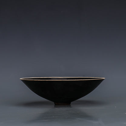 Chinese Antique Porcelain Bowl,Chinese Song Dynasty Ding Ware Emerald Black Glaze Porcelain Bowl, Ding Kiln Hand Carving Mandarin Duck Pattern Ceramic Bowl