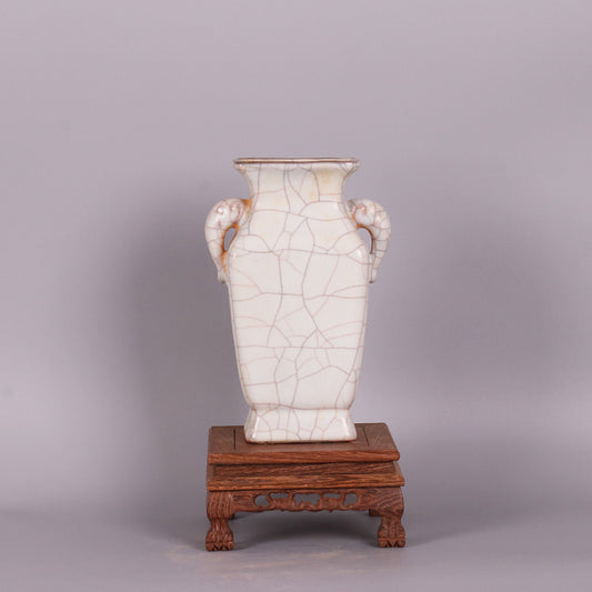 Chinese Antique Porcelain Vase,Chinese Song Dynasty Guan Ware Celadon Vase, Guan Kiln Crackle Glaze Ceramic Bottle