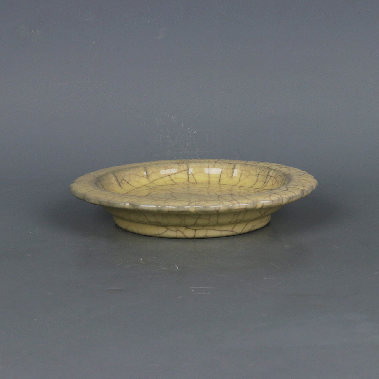 Chinese Antique Porcelain Plate,Chinese Song Dynasty Ge Ware Celadon Dish, Ge Kiln Crackle Glaze Ceramic Plate