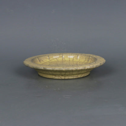 Chinese Antique Porcelain Plate,Chinese Song Dynasty Ge Ware Celadon Dish, Ge Kiln Crackle Glaze Ceramic Plate