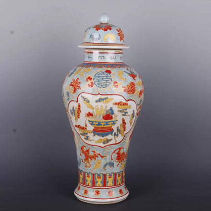 Chinese Antique Porcelain Lid Pot,Chinese Qing Dynasty Kangxi Marked Famille Rose Luminous Porcelain Ginger Jar,Hand Painting Ceramic Ginger Jar