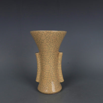 Chinese Antique Porcelain Vase,Chinese Song Dynasty Ge Ware Celadon Huagu Vase, Ge Kiln Crackle Glaze Ceramic Bottle