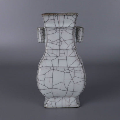 Chinese Antique Porcelain Vase,Chinese Song Dynasty Guan Ware Celadon Vase, Guan Kiln Crackle Glaze Ceramic Bottle