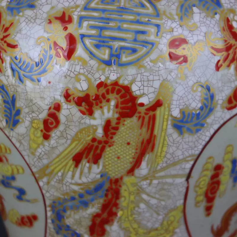 Chinese Antique Porcelain Lid Pot,Chinese Qing Dynasty Qianlong Marked Famille Rose Luminous Porcelain Ginger Jar,Hand Painting Dragon and Phoenix Pattern Ceramic Ginger Jar