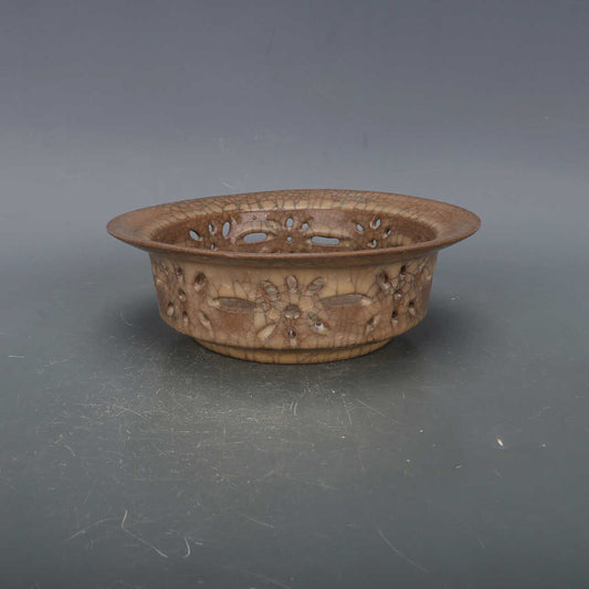 Chinese Antique Porcelain Bowl,Chinese Song Dynasty Ge Ware Celadon Hollow out Bowl,Ge Kiln Crackle Glaze Ceramic Bowl