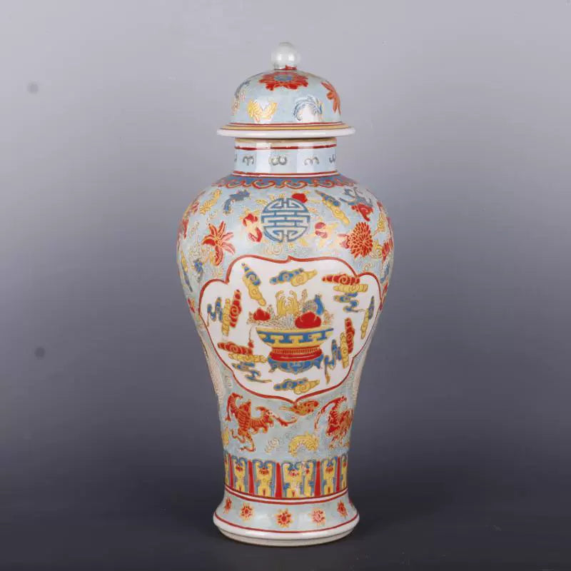 Chinese Antique Porcelain Lid Pot,Chinese Qing Dynasty Kangxi Marked Famille Rose Luminous Porcelain Ginger Jar,Hand Painting Ceramic Ginger Jar