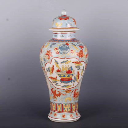 Chinese Antique Porcelain Lid Pot,Chinese Qing Dynasty Kangxi Marked Famille Rose Luminous Porcelain Ginger Jar,Hand Painting Ceramic Ginger Jar