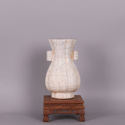 Chinese Antique Porcelain Vase,Chinese Song Dynasty Guan Ware Celadon Vase, Guan Kiln Crackle Glaze Ceramic Bottle