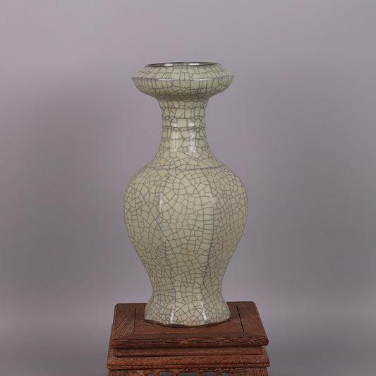 Chinese Antique Porcelain Vase,Chinese Song Dynasty Guan Ware Celadon Vase, Guan Kiln Crackle Glaze Ceramic Bottle