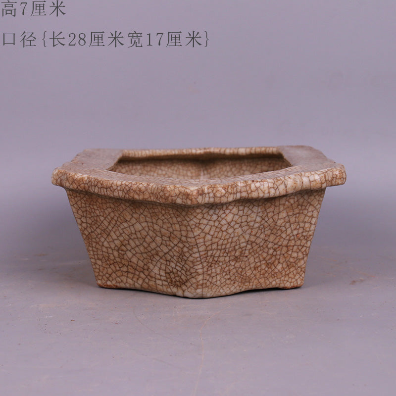 Chinese Antique Porcelain narcissus pot,Chinese Song Dynasty Ge Ware Celadon narcissus pot, Ge Kiln Crackle Glaze Ceramic narcissus pot