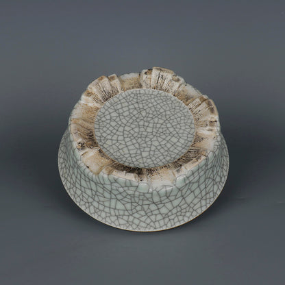 Chinese Antique Porcelain Writing Brush Washer,Chinese Song Dynasty Guan Ware Celadon Brushwasher, Guan Kiln Crackle Glaze Ceramic Brush washer