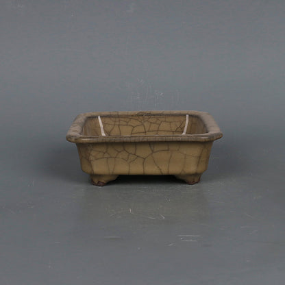 Chinese Antique Porcelain Writing Brush Washer,Chinese Song Dynasty Ge Ware Celadon Brushwasher, Ge Kiln Crackle Glaze Ceramic Brush washer