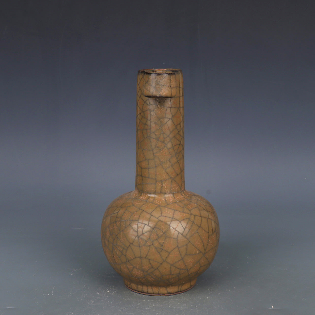 Chinese Antique Porcelain Vase,Chinese Song Dynasty Ge Ware Celadon Double Ears Vase, Ge Kiln Crackle Glaze Ceramic Bottle