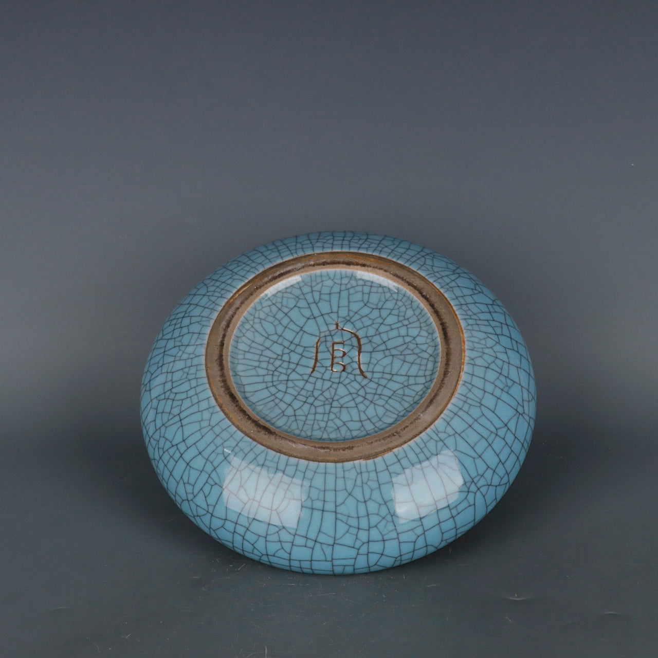 Chinese Antique Porcelain Writing Brush Washer,Chinese Song Dynasty Guan Ware Celadon Brushwasher, Guan Kiln Crackle Glaze Ceramic Brush washer