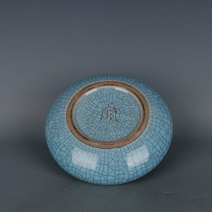 Chinese Antique Porcelain Writing Brush Washer,Chinese Song Dynasty Guan Ware Celadon Brushwasher, Guan Kiln Crackle Glaze Ceramic Brush washer