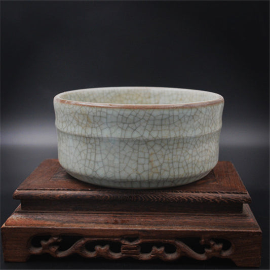 Chinese Antique Porcelain Writing Brush Washer,Chinese Song Dynasty Guan Ware Celadon Brushwasher, Guan Kiln Crackle Glaze Ceramic Brush washer