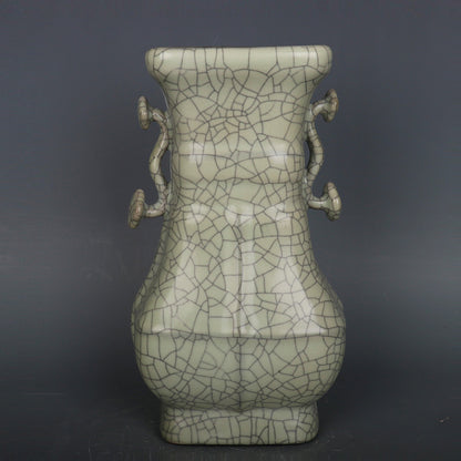 Chinese Antique Porcelain Vase,Chinese Song Dynasty Guan Ware Celadon Vase, Guan Kiln Crackle Glaze Ceramic Bottle