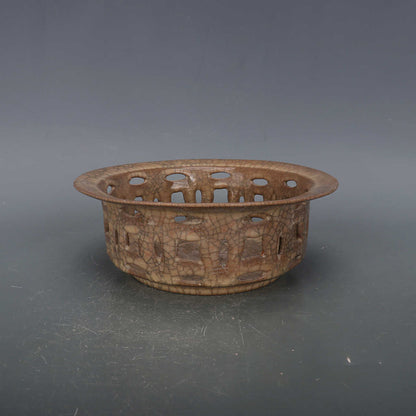 Chinese Antique Porcelain Bowl,Chinese Song Dynasty Ge Ware Celadon Hollow out Bowl,Ge Kiln Crackle Glaze Ceramic Bowl