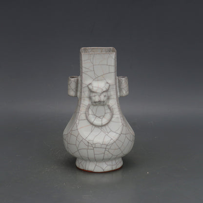 Chinese Antique Porcelain Vase,Chinese Song Dynasty Guan Ware Celadon Vase, Guan Kiln Crackle Glaze Ceramic Bottle