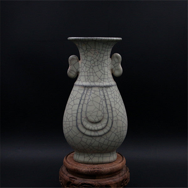 Chinese Antique Porcelain Vase,Chinese Song Dynasty Guan Ware Celadon Vase, Guan Kiln Crackle Glaze Ceramic Bottle