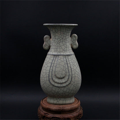 Chinese Antique Porcelain Vase,Chinese Song Dynasty Guan Ware Celadon Vase, Guan Kiln Crackle Glaze Ceramic Bottle