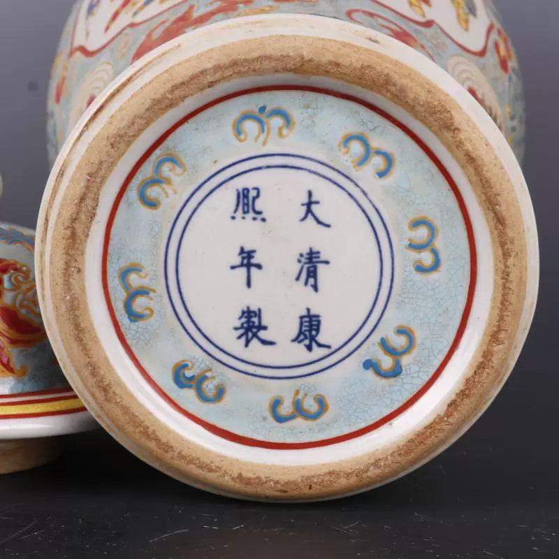 Chinese Antique Porcelain Lid Pot,Chinese Qing Dynasty Kangxi Marked Famille Rose Luminous Porcelain Ginger Jar,Hand Painting Ceramic Ginger Jar