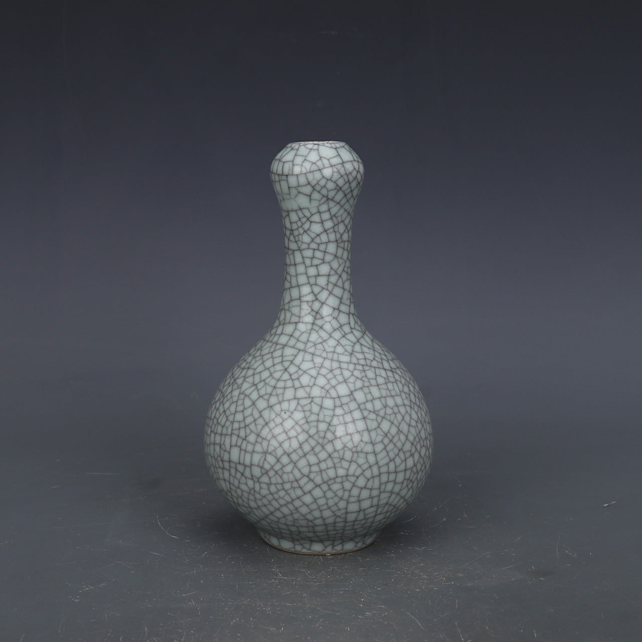 Chinese Antique Porcelain Vase,CChinese Song Dynasty Guan Ware Celadon Garlic Head Vase, Guan Kiln Crackle Glaze Ceramic Bottle