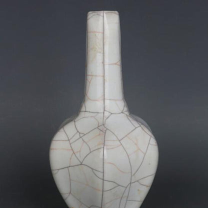 Chinese Antique Porcelain Vase,Chinese Song Dynasty Guan Ware Celadon Long Stem Vase, Guan Kiln Crackle Glaze Ceramic Bottle