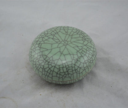 Chinese Antique Porcelain Ink Box,Chinese Song Dynasty Guan Ware Celadon Powder Box, Guan Kiln Crackle Glaze Ceramic Ink Box