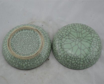 Chinese Antique Porcelain Ink Box,Chinese Song Dynasty Guan Ware Celadon Powder Box, Guan Kiln Crackle Glaze Ceramic Ink Box