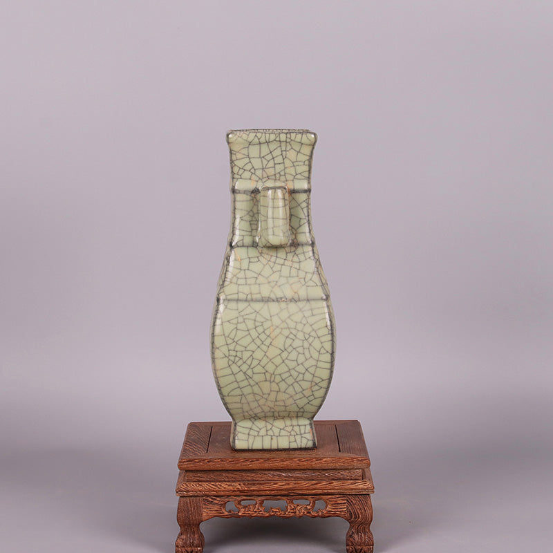 Chinese Antique Porcelain Vase,Chinese Song Dynasty Guan Ware Celadon Vase, Guan Kiln Crackle Glaze Ceramic Bottle