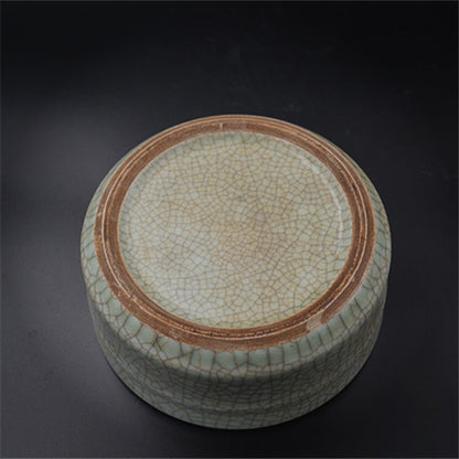 Chinese Antique Porcelain Writing Brush Washer,Chinese Song Dynasty Guan Ware Celadon Brushwasher, Guan Kiln Crackle Glaze Ceramic Brush washer