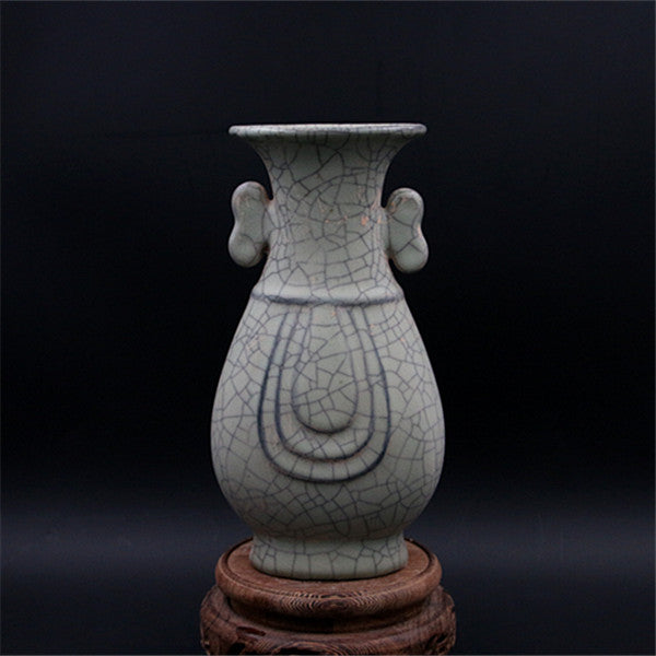 Chinese Antique Porcelain Vase,Chinese Song Dynasty Guan Ware Celadon Vase, Guan Kiln Crackle Glaze Ceramic Bottle