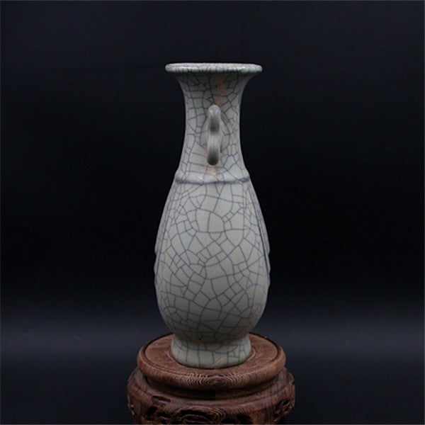 Chinese Antique Porcelain Vase,Chinese Song Dynasty Guan Ware Celadon Vase, Guan Kiln Crackle Glaze Ceramic Bottle