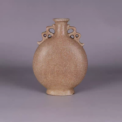 Chinese Antique Porcelain Vase,CChinese Song Dynasty Ge Ware Celadon Moonflask Vase, Ge Kiln Crackle Glaze Ceramic Moon Flask Bottle