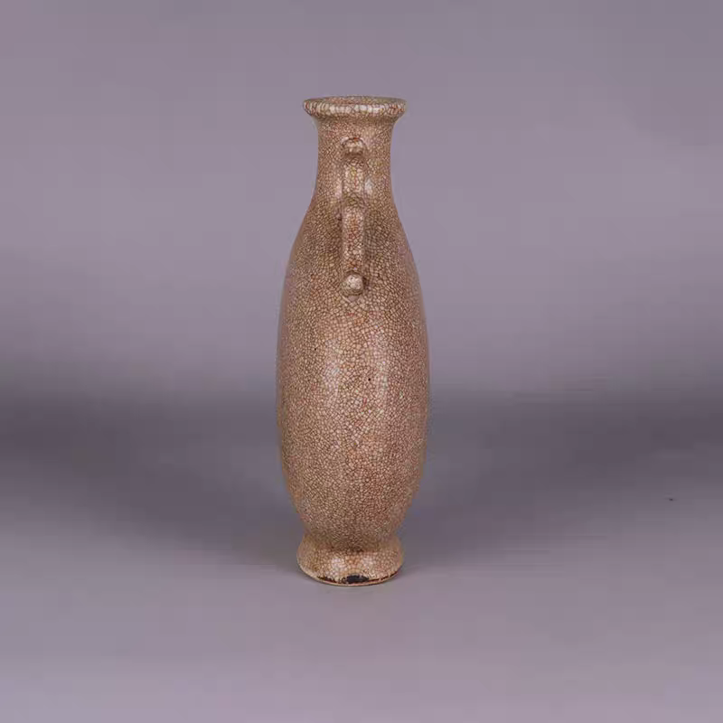 Chinese Antique Porcelain Vase,CChinese Song Dynasty Ge Ware Celadon Moonflask Vase, Ge Kiln Crackle Glaze Ceramic Moon Flask Bottle