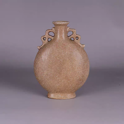 Chinese Antique Porcelain Vase,CChinese Song Dynasty Ge Ware Celadon Moonflask Vase, Ge Kiln Crackle Glaze Ceramic Moon Flask Bottle